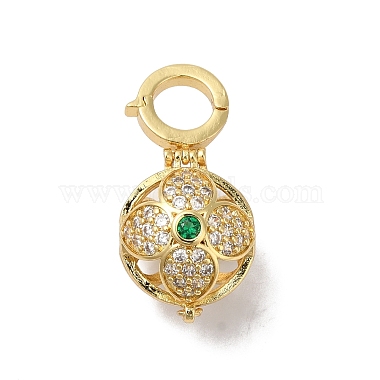 Real 18K Gold Plated Clear Round Brass+Cubic Zirconia Fold Over Clasps