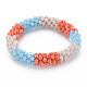 Crochet Glass Beads Braided Stretch Bracelet(BJEW-T016-08F)-1