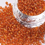 8/0 Glass Seed Beads, Silver Lined Round Hole, Round, Orange Red, 3mm, Hole: 1mm, about 666 beads/30g(X2-SEED-A005-3mm-29)