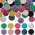40Pcs 10 Colors Paw Print Resin Sew on Rhinestone, 2-Hole Links, Garments Accessories, Flat Round with Paw Print, Mixed Color, 24.5x5mm, Hole: 1.2mm, 4pcs/color(RESI-FG0001-07)
