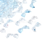 Transparent Acrylic Beads, Bowknot, Two Tone, Light Sky Blue, 14x29.5x6mm, Hole: 1.6mm, about 446pcs/500g(MACR-K359-47A)