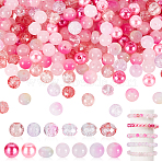 Glass Beads Sets, Pink, 8x6mm, Hole: 1.4mm, 50pcs(GLAA-GA0002-20A)