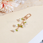 1Pc Resin Lily of the Valley Pendant Decorations, with Alloy Swivel Clasps, Golden, 89mm(KEYC-LP0001-24G)