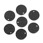 304 Stainless Steel Charms, Textured, Laser Cut, Flat Round, Ion Plating(IP), Electrophoresis Black, 12x1mm, Hole: 1.4mm(STAS-I157-08B-B)