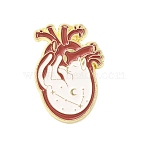 Heart Enamel Pins, Alloy Lapel Pin Backs for Backpack Clothes, Golden, White, 31x21.5mm(JEWB-D309-01A-G)