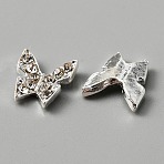 Alloy Rhinestone Cabochons, Nail Art Studs, Nail Art Decoration Accessories for Women, Butterfly, Silver, 9x8x1.5mm(MRMJ-WH0081-32S)