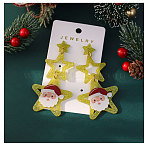 Star with Santa Claus Iron Acrylic Dangle Stud Earrings, Platinum, Champagne Yellow, 80x40mm(FS-WGF30DA-05)