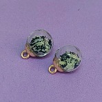 Luminous Glass & PVC Paillette & Alloy Pendants, Golden, Round, Black, 21.5x16mm, Hole: 2.5mm(FIND-WH0126-843G)