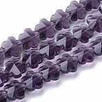 Transparent Glass Beads, Faceted, Plum Blossom, Indigo, 13x13.5x8.5mm, Hole: 1mm(GLAA-Q066-14mm-C02)