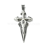 304 Stainless Steel Pendants, Cross Charms, Antique Silver, 49x23x6mm, Hole: 7x3.5mm(STAS-C099-07AS)