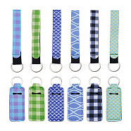 Biyun 12Pcs 12 Style Polyester Pendant Keychains, with Iron Findings, Chapstick Holder Keychain, Rectangle, Mixed Color, 11.5~16cm, 1pc/style(KEYC-BY0001-02)