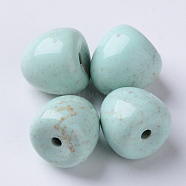Opaque Acrylic Beads, Half Drilled, Half Oval, Aquamarine, 15.5x15~16mm, Half Hole: 2.5mm, about 200pcs/500g(SACR-N007-13D)