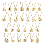 Initial Letter Brass Pendant Necklaces, Real 18K Gold Plated, Letter A~Z, 17.52 inch(445mm), Letter: 13.5~20x11~19mm.(NJEW-A015-21G)