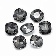 Pointed Back Glass Rhinestone Cabochons, Faceted, Back Plated, Square, Gray, 12x12x5mm(RGLA-T032-12x12mm-07)