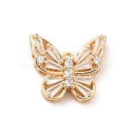 Brass with K9 Glass Pendants, Golden Butterfly Charms, Crystal, 15.5x17.8x5.5mm, Hole: 1.5mm(KK-B071-06G-04)