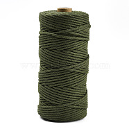 Cotton String Threads, Macrame Cord, Decorative String Threads, for DIY Crafts, Gift Wrapping and Jewelry Making, Dark Olive Green, 3mm, about 109.36 Yards(100m)/Roll.(OCOR-T001-02-43)