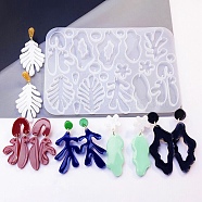 DIY Bohemian Style Irregualr Pendants Silicone Molds, Resin Casting Molds, for UV Resin, Epoxy Resin Jewelry Making, Arch/Leaf/Sea Grass, White, 112x155x4.5mm, Hole: 1mm, Inner Diameter: 9.5~54x9.5~28.5mm(DIY-A039-02)