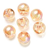 UV Plating Rainbow Iridescent Acrylic Beads, Round, Top Drilled, Sandy Brown, 16x16x16mm, Hole: 3mm(OACR-G012-04B)