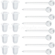 500Pcs Eco-Friendly Plastic Stud Earring Findings, Ball Head Pin, with 500Pcs Ear Nut, Clear, 15x3mm, Pin: 0.95mm(KY-SP0001-01A)