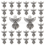50PCS Tibetan Style Alloy Pendants, Angel, Cadmium Free & Lead Free, Antique Silver, 26x23x2.5mm, Hole: 1.5x4mm(TIBE-FH0001-24)