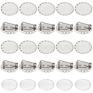 Unicraftale 30 Sets Blank Dome Glass Oval Brooch, 304 Stainless Steel Lapel Pin for Backpack Clothes, Stainless Steel Color, 20x14x10mm(JEWB-UN0001-05)