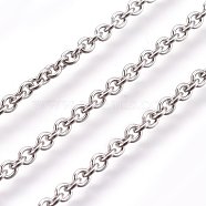 304 Stainless Steel Cable Chains, Unwelded, with Spool, Oval, Stainless Steel Color, 3x2x0.6mm, about 164.04 Feet(50m)/roll(CHS-R003-0.6mm)