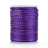 Polyester Cord, with Gold Metallic Cord, Chinese Knotting Cord, Purple, 1.5mm, about 4.37 yards(4m)/roll(OCOR-G006-01-1.5mm-18)
