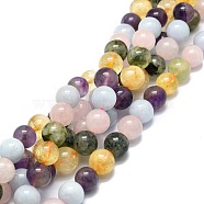 Natural Mixed Gemstone Beads Strands, Natural Aquamarine & Rose Quartz & Prehnite & Citrine & Amethyst, Round, 10mm, Hole: 1mm, about 39pcs/strand, 15.55''(39.5cm)(G-E576-06C)