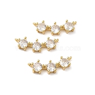 Rack Plating Brass Pave Clear Cubic Zirconia Connector Charms, Triple Flat Round Links, Lead Free & Cadmium Free, Long-Lasting Plated, Real 18K Gold Plated, 19x6x3.5mm, Hole: 0.9mm(KK-O142-31G)