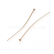 304 Stainless Steel Ball Head Pins, Real 24k Gold Plated, 40x0.6mm, 22 Gauge, Head: 1.8mm(X-STAS-L238-007B-G)