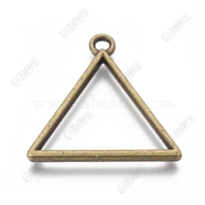 Alloy Open Back Bezel Pendants, For DIY UV Resin, Epoxy Resin, Pressed Flower Jewelry, Triangle, Antique Bronze, 29x29x2.5mm(PALLOY-WH0067-73A)