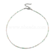 Bling Glass Beaded Necklace for Women, Light Green, 16.93 inch(43cm)(NJEW-PH01492-05)