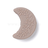 Silicone Focal Beads, Moon with Flower Print, Light Grey, 25x18x8mm, Hole: 2mm(SIL-S005-03C)