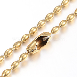 304 Stainless Steel Ball Chain Necklaces Making, Oval, Golden, 23.6 inch(60cm), 4x2.3mm(MAK-I008-03G-B03)