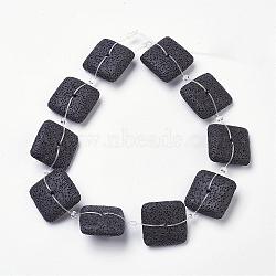 Natural Lava Rock Beads Strands, Dyed, Square, Black, 26x26x9mm, Hole: 2mm, about 10pcs/strand, 15.7 inch (40cm)(G-K175-A07)