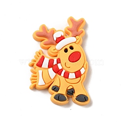 PVC Plastic Cabochons, Christmas Reindeer, Gold, 34x25x3.5mm(KY-G018-A08)