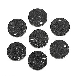 304 Stainless Steel Charms, Textured, Laser Cut, Flat Round, Electrophoresis Black, 12x1mm, Hole: 1.4mm(STAS-I157-08B-B)