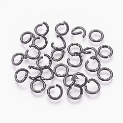 304 Stainless Steel Open Jump Rings, Electrophoresis Black, 9x1.5mm(STAS-M235-01B)