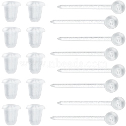 500Pcs Eco-Friendly Plastic Stud Earring Findings, Ball Head Pin, with 500Pcs Ear Nut, Clear, 15x3mm, Pin: 0.95mm(KY-SP0001-01A)