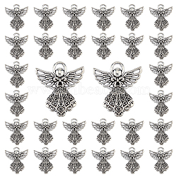 50PCS Tibetan Style Alloy Pendants, Angel, Cadmium Free & Lead Free, Antique Silver, 26x23x2.5mm, Hole: 1.5x4mm(TIBE-FH0001-24)