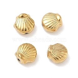 304 Stainless Steel Beads, Shell Shape, Ion Plating(IP), Real 18K Gold Plated, 7x7x4mm, Hole: 1mm(STAS-D204-48G)