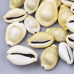 Natural Cowrie Shell Beads, No Hole/Undrilled, Light Khaki, 25~34x16~25x12~17mm, about 130pcs/500g(SSHEL-N034-A-26)