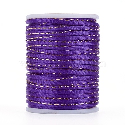 Polyester Cord, with Gold Metallic Cord, Chinese Knotting Cord, Purple, 1.5mm, about 4.37 yards(4m)/roll(OCOR-G006-01-1.5mm-18)