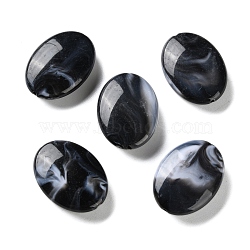 Opaque Acrylic Beads, Two Tone, Oval, Black, 33.5x25x10mm, Hole: 2mm, about 111pcs/500g(OACR-M015-01)