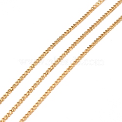 304 Stainless Steel Curb Chains, with Spool, Soldered, Vacuum Plating
, Real 18K Gold Plated, 2.5x2x0.5mm, 10.93 yards(10m)/roll(CHS-D033-02G-03)