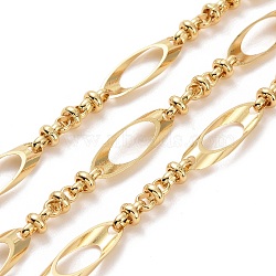 Brass Oval & Knot Link Chains, Unwelded, with Spool, Cadmium Free & Lead Free, Real 18K Gold Plated, 24x7x2mm, 22x5mm(CHC-K013-12G)