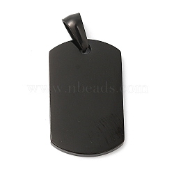 304 Stainless Steel Pendants, Rectangle Charm, Electrophoresis Black, 25x15x2mm, Hole: 7.5x3.5mm(STAS-Q244-05EB)