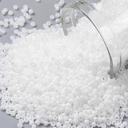 TOHO Round Seed Beads, Japanese Seed Beads, (41) Opaque White, 11/0, 2.2mm, Hole: 0.8mm, about 1110pcs/bottle, 10g/bottle(SEED-JPTR11-0041)