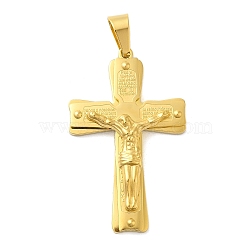 Ion Plating(IP) 304 Stainless Steel Pendants, Crucifix Cross Charm, Golden, 45x28x6mm, Hole: 9x5mm(STAS-D110-29G)