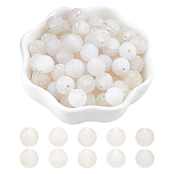 ARRICRAF Natural & Dyed Crackle Agate Beads Strands, Frosted Style, Round, White, 10mm, Hole: 1.2mm, about 36pcs/strand, 15.5 inch, 2strands/box(G-AR0003-41B-10mm)
